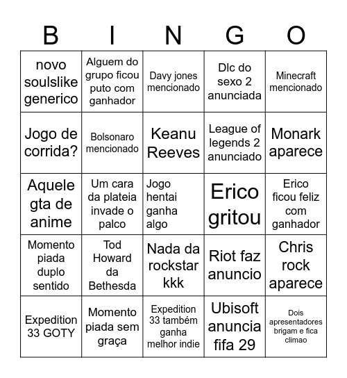 Bingo do Pacheco Bingo Card