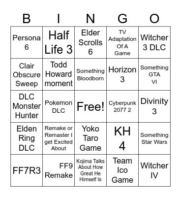 TGA 2025 Bingo Card