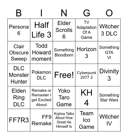TGA 2025 Bingo Card
