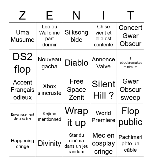 Renegade Party Watch Bingo Zenit Filou Bingo Card