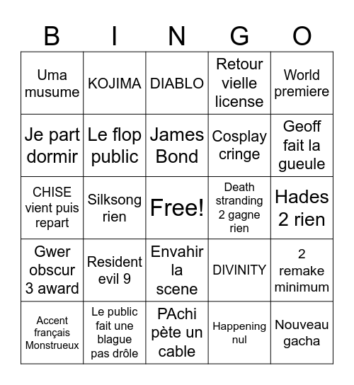 Renegade Bingo le PT Bingo Card