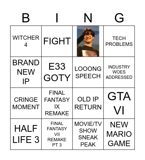 The Game Awards Bingo Card