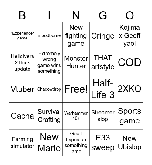 Untitled Bingo Card
