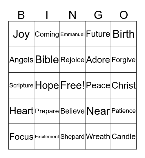 Advent Bingo Card