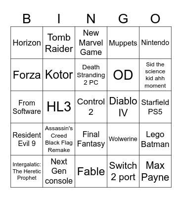TGA 2025 Bingo Card