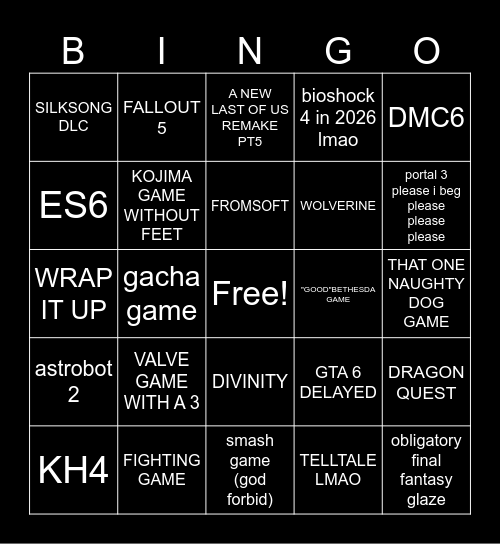 GAME AWARDS COPE Bingo Card