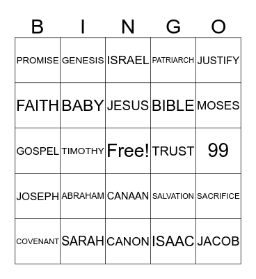 THE PATRIARCH ERA: ABRAHAM Bingo Card