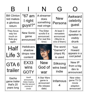 Game Awards 2025 Bingo Card