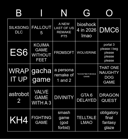 GAME AWARDS COPE Bingo Card