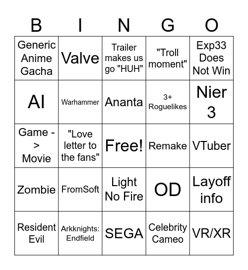 Untitled Bingo Card