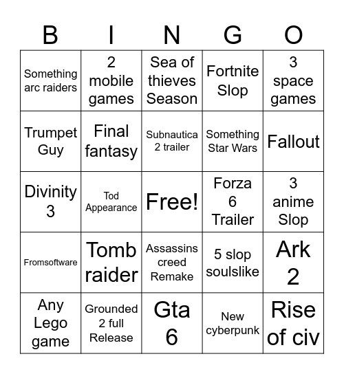 Untitled Bingo Card
