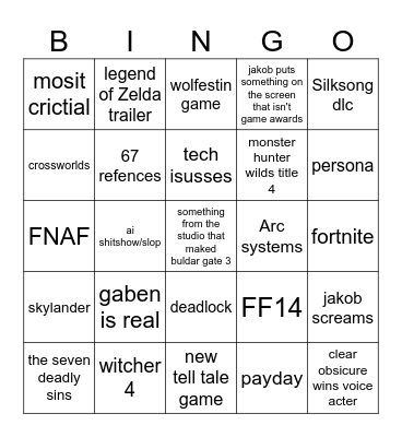 the jokab lord Bingo Card
