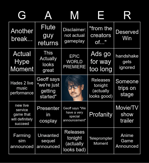 Game Awards 2025 Bingo Card