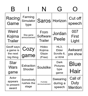 TGA 2025 Bingo Card