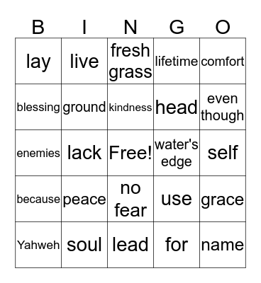 Psalm 23 Bingo Card