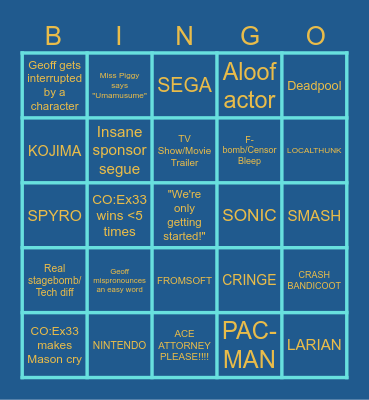 The Game Awards 2025 Bingo Card