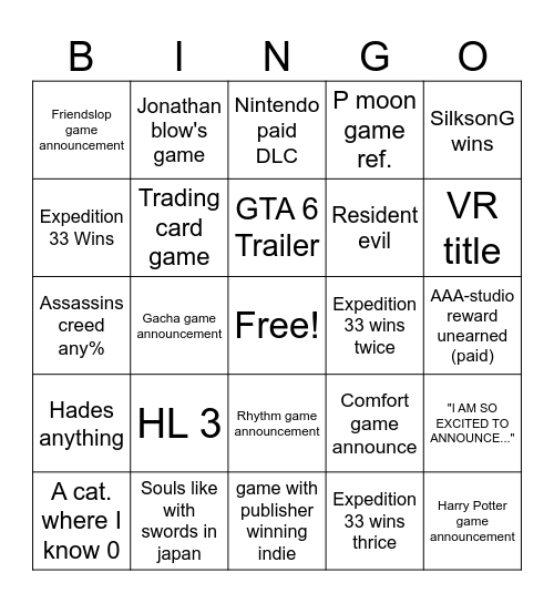 HL 3 copium bingo card Bingo Card