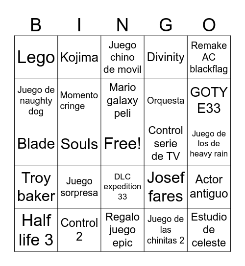 Los goty 2025 Bingo Card