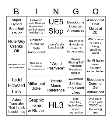 GAME AWARDS 2025 DRINKING GAME Bingo Card