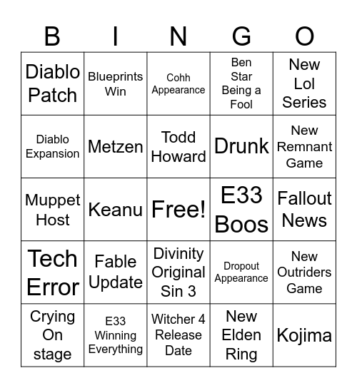 GA 2025 Bingo Card