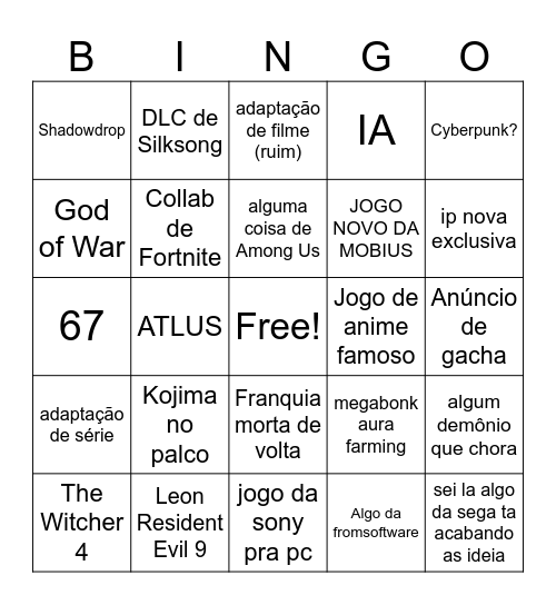 GOTY 2025 Bingo Card