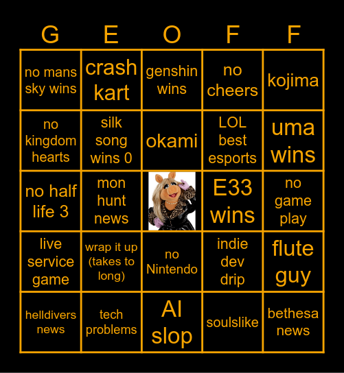 Game awards 2025 Bingo Card