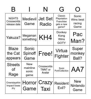 Splack’s 2025 TGA Predictions Bingo Card