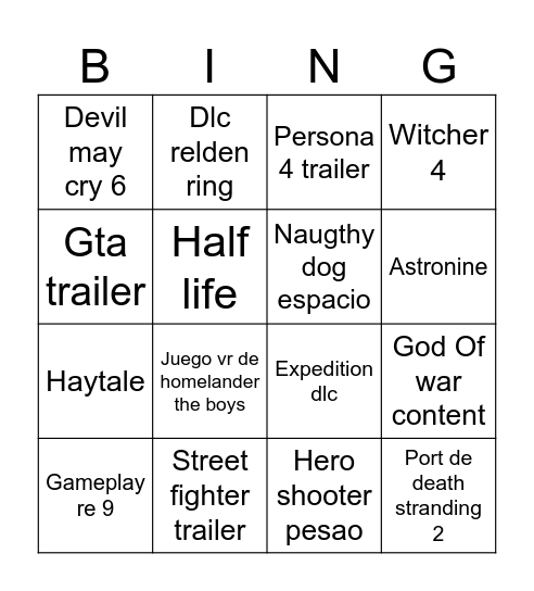 Angel Ganador Bingo Card
