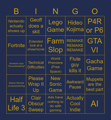 THE GAY AWARDS Bingo Card