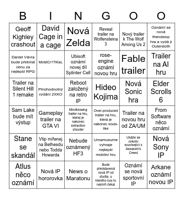 TGA Bingo Card