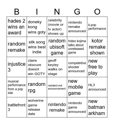 Untitled Bingo Card
