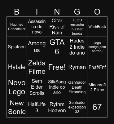 Mango Awards Bingo Card