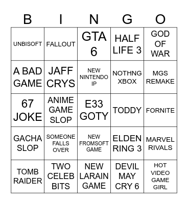 GAME AWARDS BINGO Card