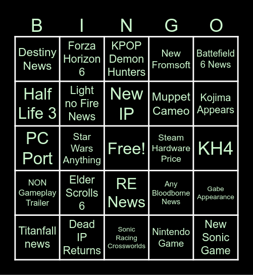 GAME AWARDS Bingo Card