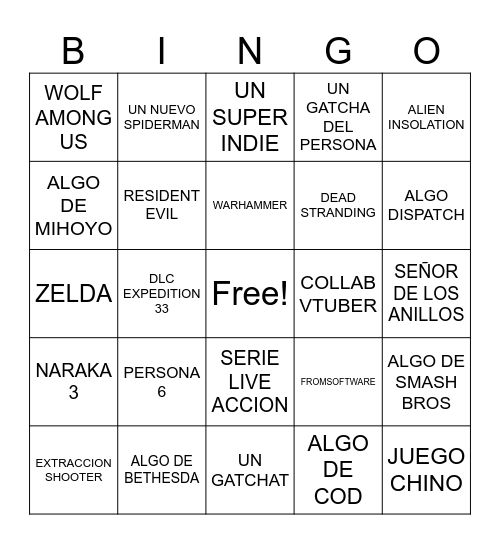 games award Bingo Card