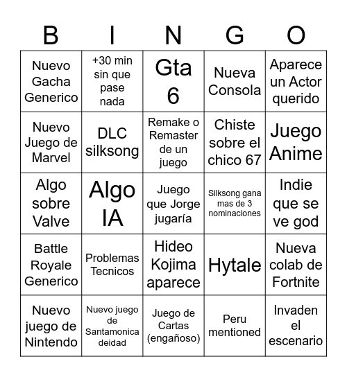 Untitled Bingo Card