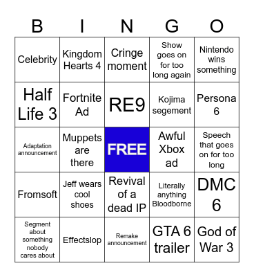 GAME AWARDS 2025 Bingo Card