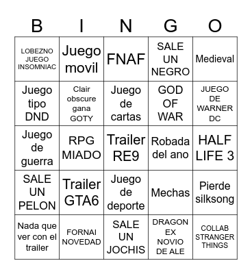 GAME AWARDS BINGO Card