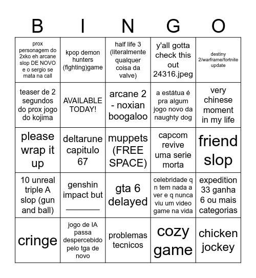 FICA VAI TER BINGO - TGA 2025 Bingo Card