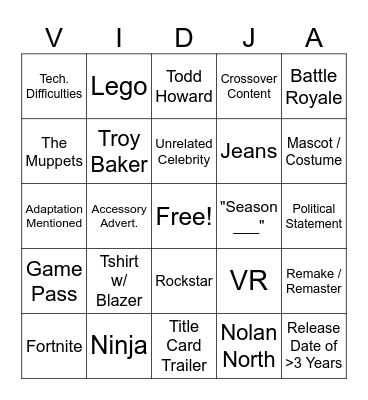 TGA 2025 Bingo Card