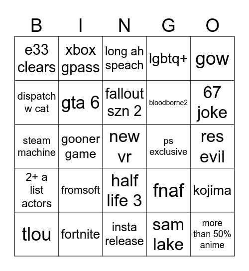 Untitled Bingo Card