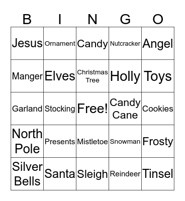 RLS Christmas Bingo Card