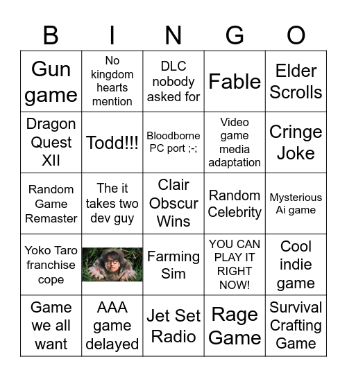 Game Awards Bingo Card