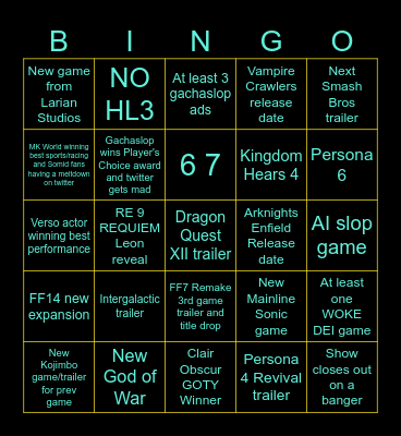 The Keighleys 2025 Bingo Card