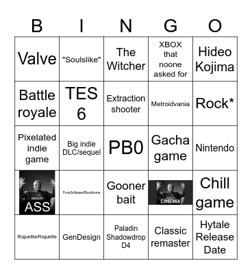 The Game Awards Bingo Card