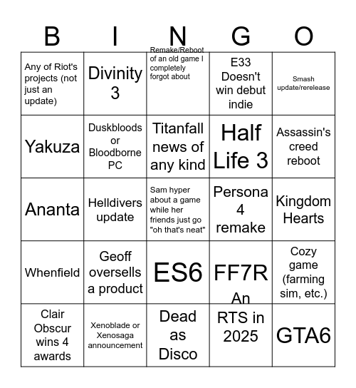 Untitled Bingo Card