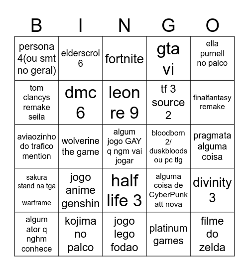 bingo tga Bingo Card