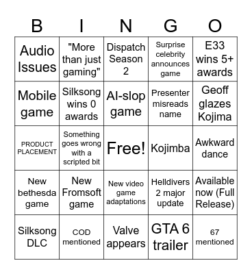 TGA FOR ME Bingo Card