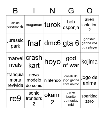TGA 2025 Bingo Card