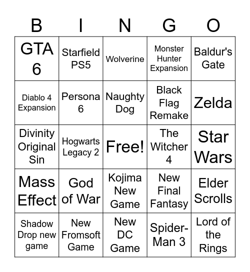 Untitled Bingo Card